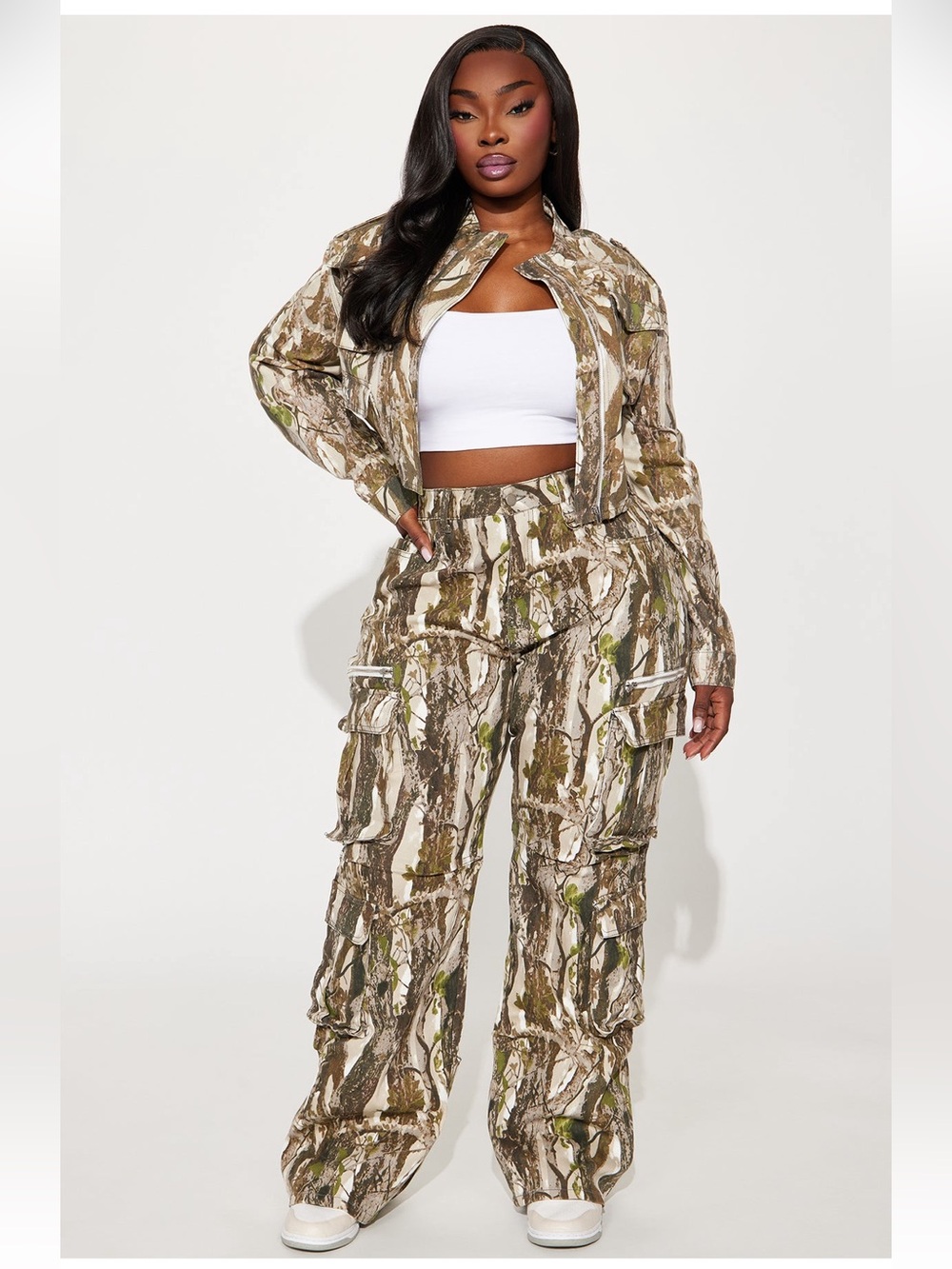 Camouflage Wide Leg Cargo Pants - XL